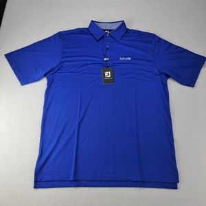 Footjoy Golf Polo Mens Large Solid Lisle Self Collar Royal Blue Short Sleeve NWT